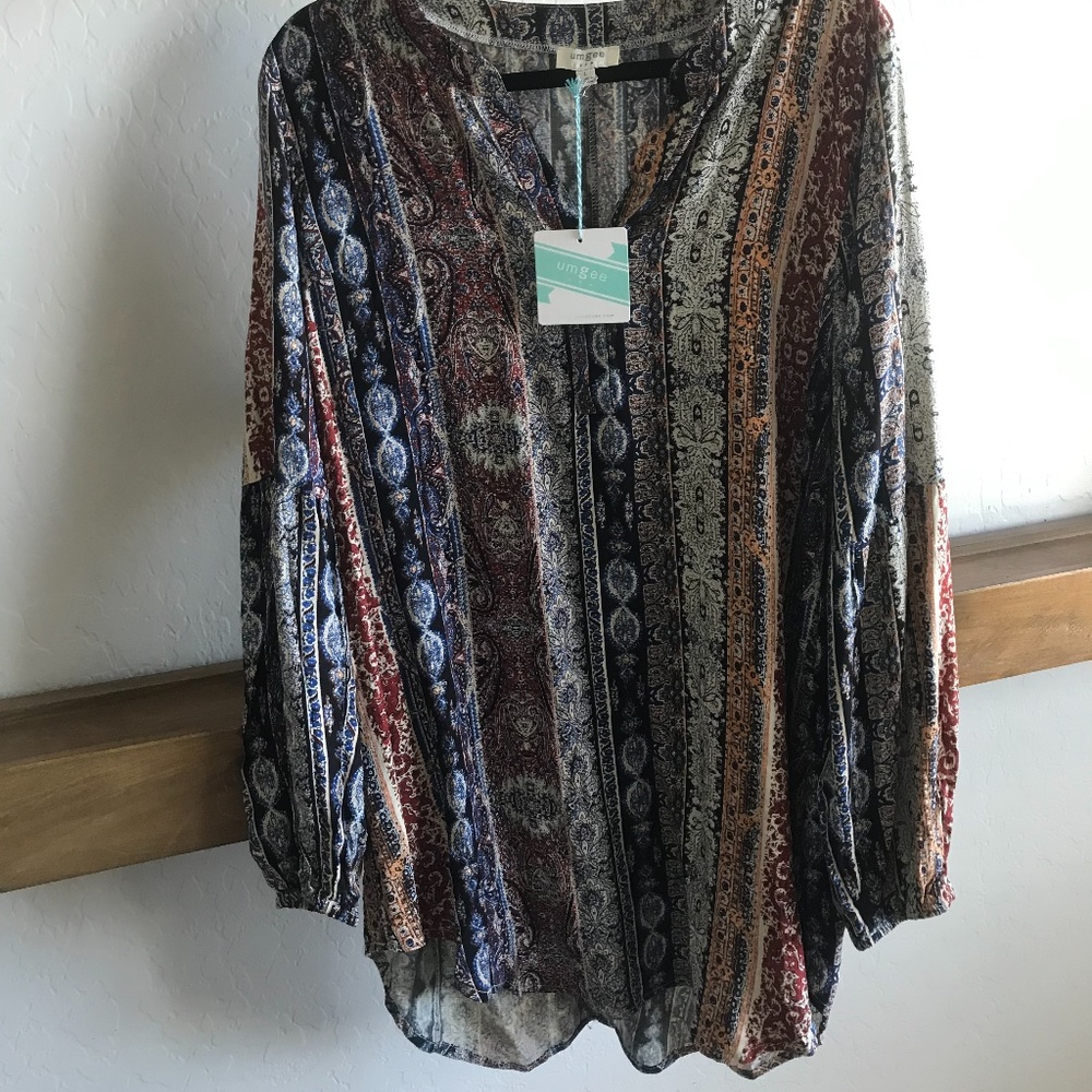 Umgee Boho Long-Sleeve Shift Dress/Tunic